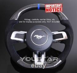 BLUE Special Edition Carbon Steering Wheel Alcantara for Ford Mustang 15-17 GT