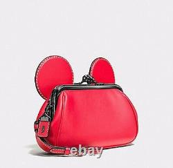 Disney x Coach 2016 Special Edition Mickey Ears Kisslock Leather Wristlet Clutch