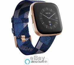FITBIT Versa 2 Special Edition with Amazon Alexa Woven Strap, Navy & Pink Cu