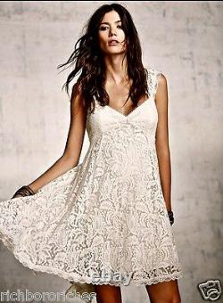 Free People Dress Special Edition Lace Open Back Ivory Babydoll Swing 10 NEW