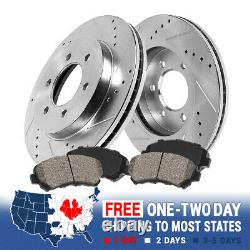 Front Drill And Slot Brake Rotors & Ceramic Brake Pads For 2WD 4WD 4X4 Chevy GMC