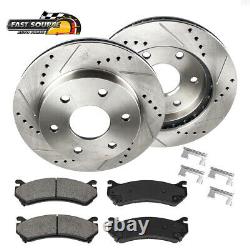 Front Drilled Brake Rotors and Ceramic Pads For Chevy Tahoe Silverado GMC Sierra