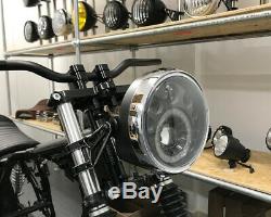 LED Motorcycle 7 Headlight 12V Retro Cafe Racer Streetfighter Project Black