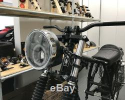 LED Motorcycle 7 Headlight 12V Retro Cafe Racer Streetfighter Project Black