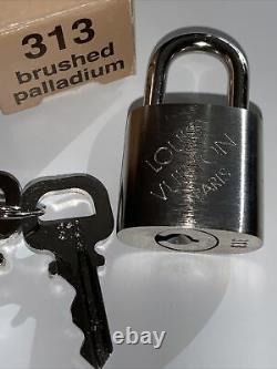 Louis Vuitton New Auth Special Edition Titanium Silver Lock Set 2 Keys Padlock