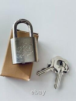 Louis Vuitton New Auth Special Edition Titanium Silver Lock Set 2 Keys Padlock