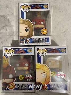 Marvel Funko Pop #433 #432 & #425 Captain Marvel Special Edition CHASE VAULTED