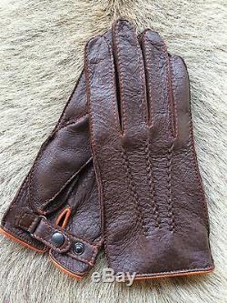 Men's Peccary Leather Gloves Special Edition Super Elegant Black Brown Cognac