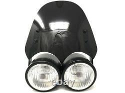 Motorbike Headlight & Flyscreen Dominator Tracker Streetfighter Black Dual Twin