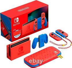 NEW Nintendo Switch Mario Blue & Red Joycon Special Edition+Case+Super Mario 3D