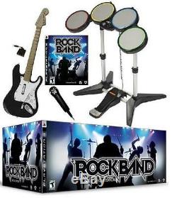 NEW PS3 Rock Band Special Edition Bundle Kit Drums Guitar Game Mic RockBand RARE