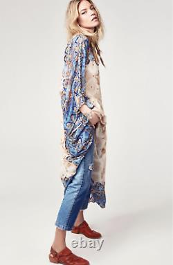 NEW XS Free People One Day Dress Special Edition Blue Chiffon Beaded Backless