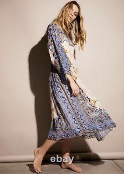 NEW XS Free People One Day Dress Special Edition Blue Chiffon Beaded Backless