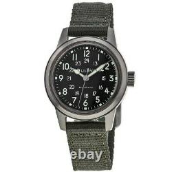New Bulova Special Edition Black Dial Green Fabric Strap Men's Watch 96A259