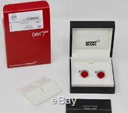 New Montblanc Red Silver Round Circular Cufflinks Special Edition