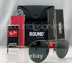 Ray-Ban RB8147 Round Sunglasses 913757 Titanium Antique Gold Frame Gray Lens 50