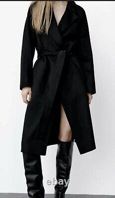 Zara Belted Wool Coat Special Edition Black New Size Xs Ref. 8491/225